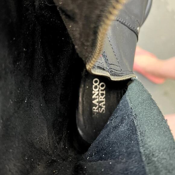 Franco Sarto Piston Tall 100% Leather Black Boots with Buckle Detailing SZ 7 1/2 - Picture 11 of 12